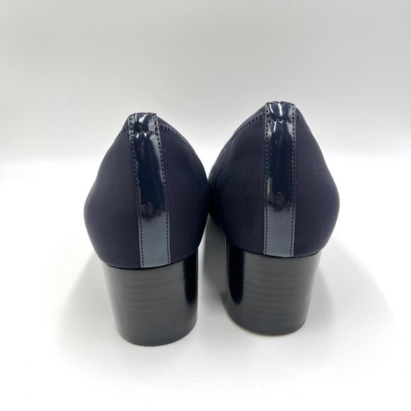 10XW 10 2E Aravon Career Navy Blue Comfort Dress‎ Pumps Block Heels Shoes - Picture 7 of 15